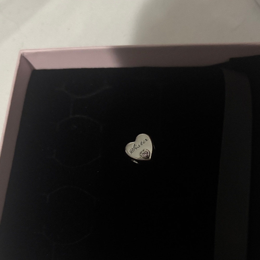Pandora Silver Heart Charm with Engraving